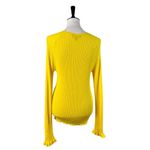 Ann Taylor Sweater Ribbed Ruffle Sleeves Fitted Bright Yellow Women Size Large Photo 4