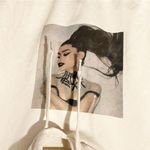Divided Ariana Grande  H&M Size Medium Cream Graphic Cropped Hooded Sweatshirt Photo 1