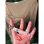 Free People  Green Sheer Top Sz XS Ruched Sleeves NWT Photo 3