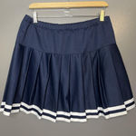 Teamwork Skirt Womens Large Blue Cheer Pleated Athletic Striped Pull On USA Photo 0