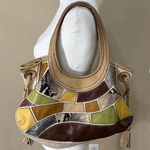 Fossil  Fifty Four Patchwork Multicolor Fringe Leather Hobo Shoulder Bag Western Photo 0
