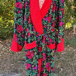 Victoria's Secret Vintage 80s‎ 90s  Gold Label Red Floral Full Length Robe Size L Photo 0