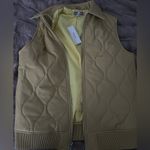 Urban Outfitters NWT  Annie Faux Leather Liner Vest quilted yellow oversized Photo 2