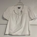 J.Crew  WOMENS PUFF SLEEVE WHITE SHORT SLEEVE COTTON TOP BLOUSE SMALL BP550 Photo 1