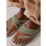 Free People  NIB Beatrice Beaded Flat Sandals / Platino Combo - 7.5 ($98) Photo 1