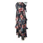 Lulus | Tier to Stay Black Floral Print Tiered Tie-Strap Midi Dress size M New Photo 11