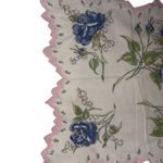 Vintage Blue Rose Floral Handkerchief – Scalloped Edge Cotton Hankie Photo 3