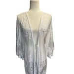 White Sheer Lace Kimono Duster Cardigan Size Small Photo 4