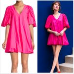 RHODE Marni Puff Bubble Cotton Hot Pink Mini Dress Photo 1