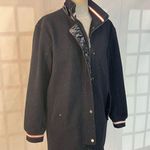 Collection B Navy Blue Speckled Velvet Trim Coat Size Large Photo 1