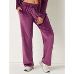 PINK - Victoria's Secret Victoria's Secret Pink Velvet Velour Maroon Heritage Sweatpants Soft Pant XL Photo 5