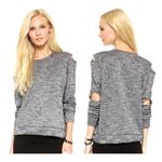 LNA Revolve Shirt Women Small Heathered Gray Cut Out Crew Neck Mesa Sweatshirt Photo 1