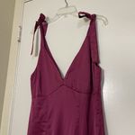 Maniju NEW  Magenta v neck plunge maxi gown dress tie shoulders size small Photo 1