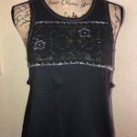 Free People We the Free Distressed Navy Tank Top with Stars & Raw Edge Sz Large Photo 0