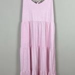 Old Navy Midi Dress Womens XL Tall Pink Tiered Slub-Knit Cami Swing Strappy Back Photo 0