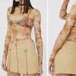 I am gia I.AM.GIA exposed zipper tan d ring street style mini micro skirt Photo 1