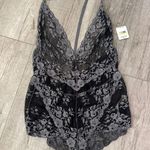 Free People Intimately Too Cute Bodysuit Charcoal/Black Size Medium Photo 0