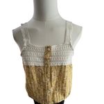 Universal Threads Universal Thread‎ Crochet Floral Blouse M Yellow Button Front Boho Cottage Photo 1