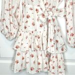 Maia Bergman Ines Floral Print Mini Eyelet Ruffle Dress Larges White Size L Photo 4
