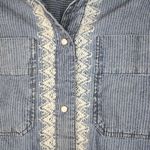 Sundance Catalog Blue Pinstripe Embroidered “Meera Top” Size m $128 Size M Photo 2