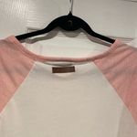 Naketano  Size XL Pink White Ringer Short Sleeve Tee Shirt Leather Logo Photo 9