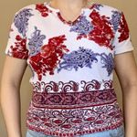 High Sierra White Red Paisley Floral Top Photo 0
