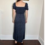 Good American  Blue and Black Leopard Print Puff Sleeve Midi Dress Size 2 Photo 3