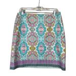 Talbots Women Pastel Artsy Pencil Skirt Size 6 Blue Pink Cotton Stretch Colorful Photo 0