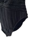 Kenneth Cole Crochet Look Bandeau Black One Piece Strapless Swimsuit NWTs Large Photo 6
