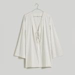 Madewell Tie Neck White Black Pin Stripe Tunic Top Oversized Size M Photo 4