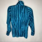 Vintage XS Blue Cinch Waist Blouse 80s 90s Glam Satin Photo 1