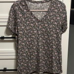 Lucky Brand  Pink Floral V-Neck Tee Photo 0