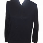 Hilary Radley  Black V-neck Hoodie Pullover Lounging Photo 0