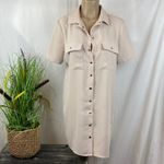 Amanda Uprichard Tan Short Sleeve Snap Front Shirt Dress M Photo 1