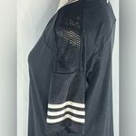 Adidas  Performance Mesh Sleeve  V-Neck Women’s Sport Shirt Black w/White Stripes Photo 3