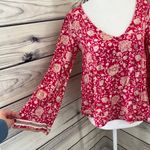 O'Neill O’Neill Landon Pink & Beige Floral Patterned Bell Sleeve Top Photo 4