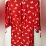 Ghost London red and white floral tie sleeve, short sleeve midi dress S Photo 9