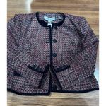 Veronica Beard Ceres Metallic Cotton Blend Tweed Jacket Red Blaze/Navy Multi 16 Photo 9