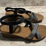 Daisy Fuentes  Blingy Sandals Wedge Size 10 Silver Black Ankle Strap Cushion Photo 0