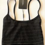 Pretty Little Thing black & gold glitter crop top sz 2 NWT Photo 2