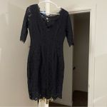 Merokeety  Womens Black Lace Floral Long Sleeve Cocktail Sheath Dress Sz S Lined Photo 1