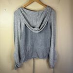 Hummingbird Womens Large Boho Distressed Relaxed Hooded Gray Lightweight Top Photo 6