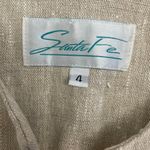 Santa Fe Beige Linen Sheath Dress Size 4 USA Made Button Front Vintage Brown Photo 1