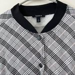 Torrid Black White & Pink Plaid Twill Bomber Jacket Photo 5
