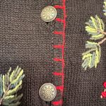 Coldwater Creek Vintage 90s  Cardinal Granny Embroidered Winter Cardigan Sweater Photo 4
