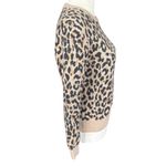 J.Crew leopard print long sleeve crewneck stretchy pullover wool sweater small Photo 2