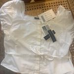 Brandy Melville Square Neck Puffy Sleeves White Blouse Shirt Photo 0