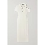 David Koma Crystal Embellished DK Intarsia Terry Logo Midi Dress White Size US 6 Photo 15