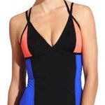 Athleta  Blue Black Pink Colorblock Bralette Tankini Swim Top Size M Medium Photo 0