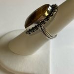 TIGER’S Eye Genuine Stone 925 Sterling Silver Ring Brown Size 6 Photo 2